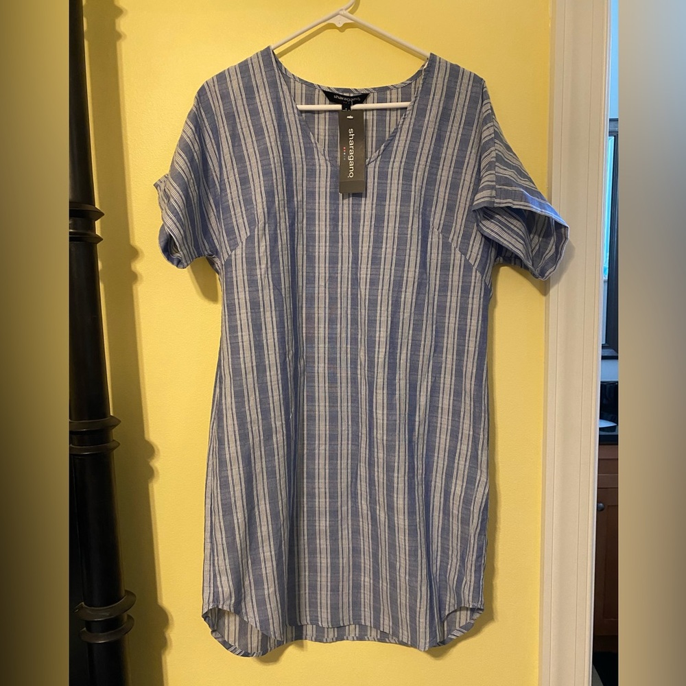 Sharagano striped shift dress